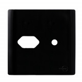 Placa p/ 1 Tomada + Furo 4x4 - Novara Preto brilhante 